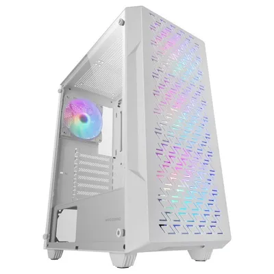 Mars Gaming MC-GEO ATX-Gaming-Gehäuse, 4x 12cm FRGB-Lüfter, Mesh-Front, gehärtetes Glas, weiß