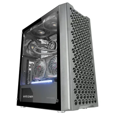 Mars Gaming MC-iPRO Professionelles ATX-Gehäuse, 3D-Frontgitter, gehärtetes Glas, FDB-Lüfter, schwarz