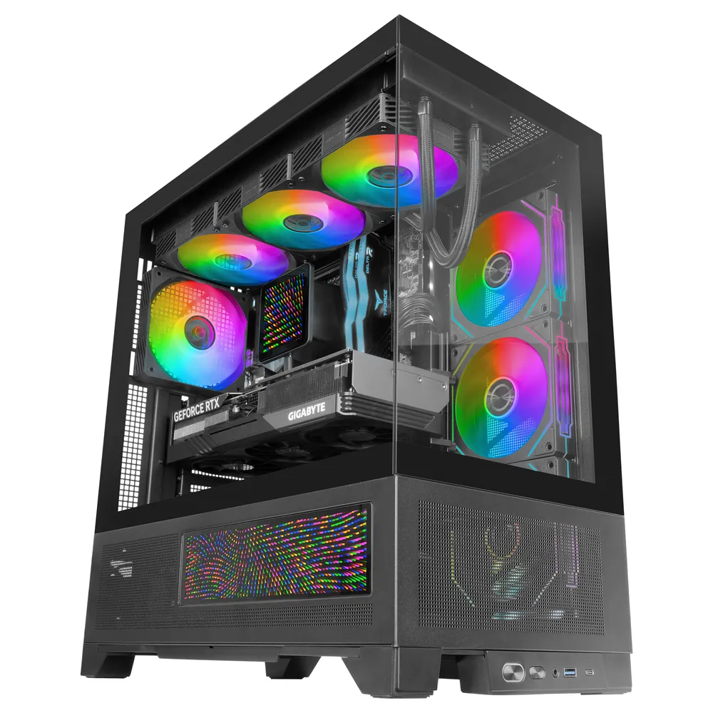 PC-Gehäuse Mars Gaming MC-LCDX 9.16" IPS Display Tempered Glass Mesh ATX Schwarz