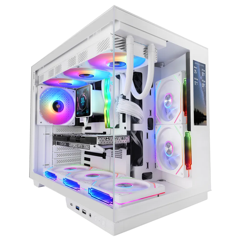 PC-Gehäuse Mars Gaming MC-MIRAGE Weiß LCD-Display 7,2" IPS Tempered Glass Dual-Chamber