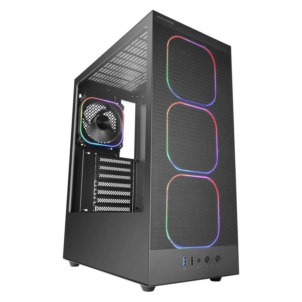 Mars Gaming Mc-nebula ATX Gaming-Gehäuse mit 4 ARGB-Lüftern
