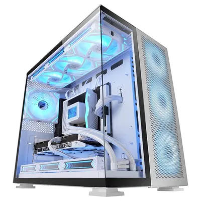 Mars Gaming MC-NOVA2 Custom XXL E-ATX Gaming-Gehäuse, doppelt gehärtetes Glas, Aluminium, USB-C, weiß