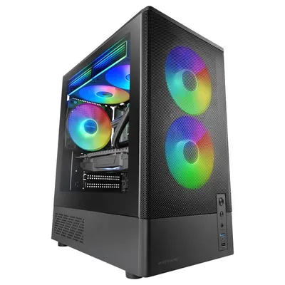Mars Gaming Mc-onyx Gaming-Gehäuse Micro-ATX Metallgitter 3x ARGB-Lüfter Dual-Chamber Schwarz