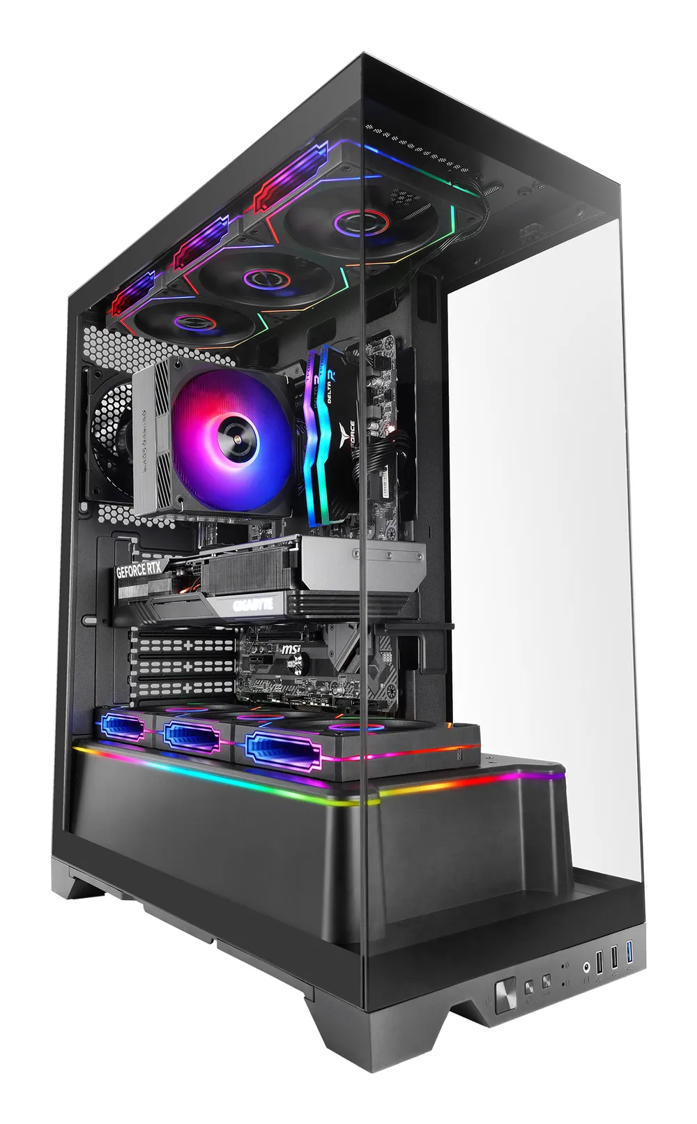 PC-Gehäuse Mars Gaming MC-PRISMA Triple Tempered Glass ARGB Dual-Kammer Schwarz