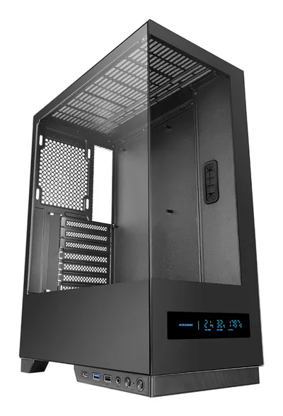 Mars Gaming Mc-pulsar ATX-Gaming-Gehäuse, LCD-Bildschirm, doppelt gehärtetes Glas vorne und seitlich, Schwarz