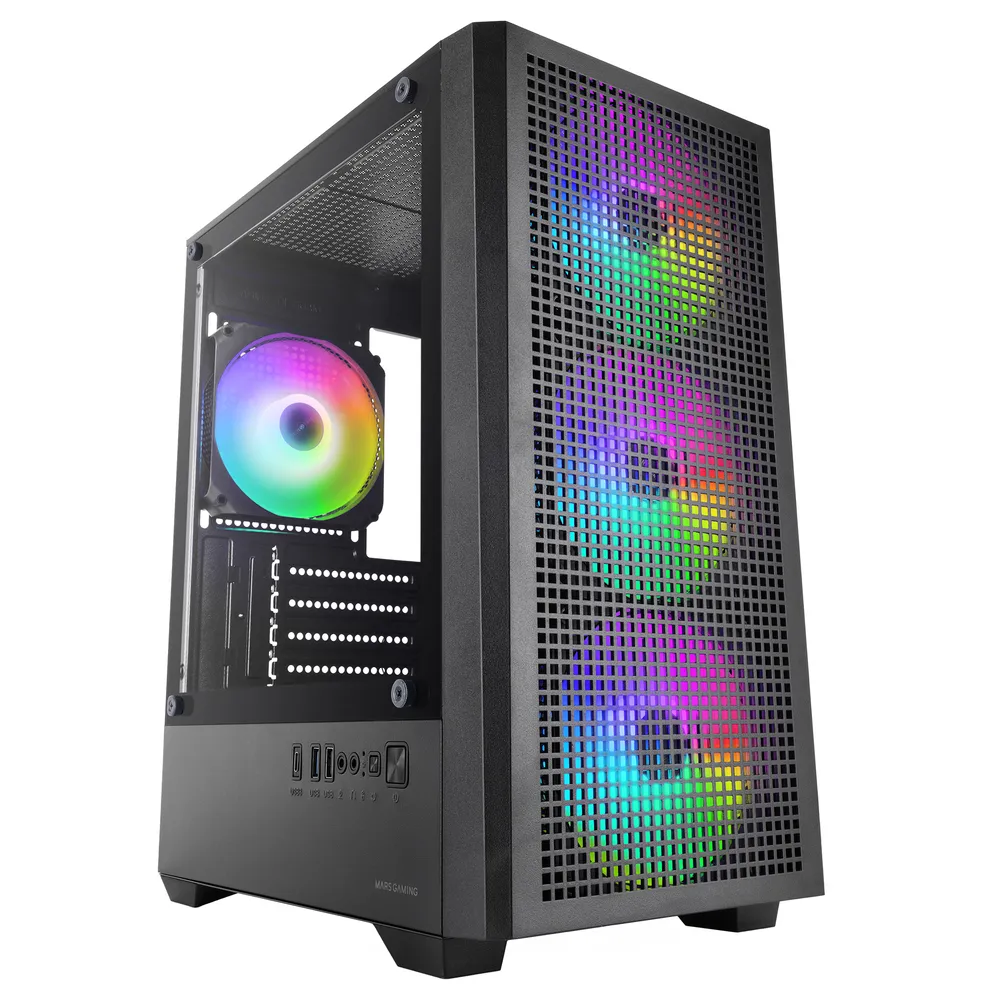 Gehäuse Mars Gaming MC-Quantum ATX Mesh Glas 4x 120mm ARGB Lüfter Schwarz