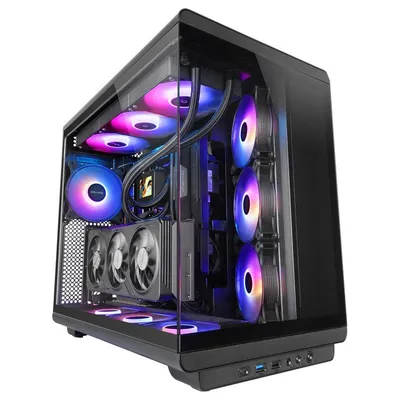 Mars Gaming Mc-rev ATX-PC-Gehäuse mit doppelt gehärtetem Glas und 3 invertierten Argb-Lüftern, 12 cm, Schwarz