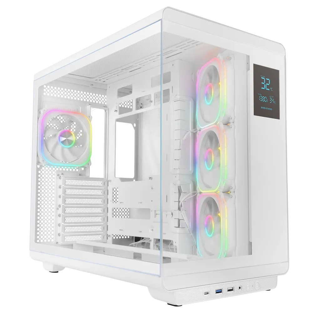 PC-Gehäuse Mars Gaming MC-REVPROW ATX LCD 4,3" ARGB Weiß