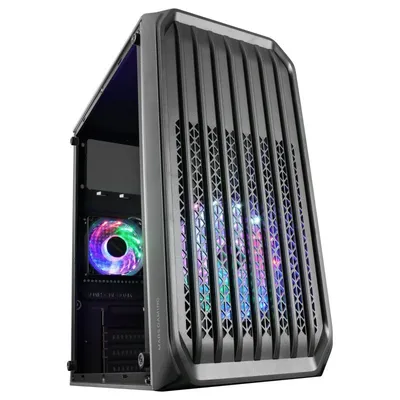 Mars Gaming MC-S2 Ultrakompaktes Micro-ATX-PC-Gehäuse, 2x FRGB-Lüfter, USB 3.0-Fenster, Schwarz