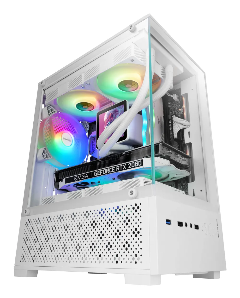 Mars Gaming MC-SE2 MicroATX Gaming-Gehäuse, gehärtetes Glas, 120 mm Frgb-Lüfter, Doppelkammer, weiß