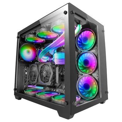 Mars Gaming MCV3 Tower XXL E-ATX, Seite und Vorderseite aus gehärtetem Glas, 3.0, Schwarz