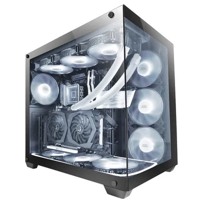 Mars Gaming MCV4 Tower XXL E-ATX, gehärtetes Glas, seitlich und vorne, rahmenlos, Schwarz