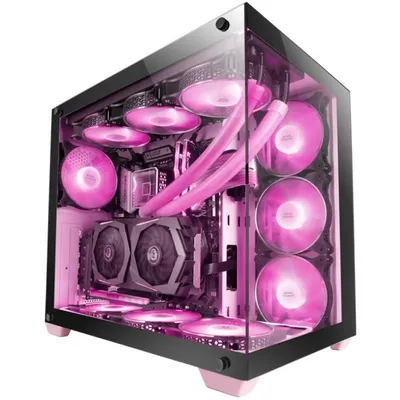 Mars Gaming MCV4 Tower XXL E-ATX, gehärtetes Glas, seitlich und vorne, rahmenlos, Pink