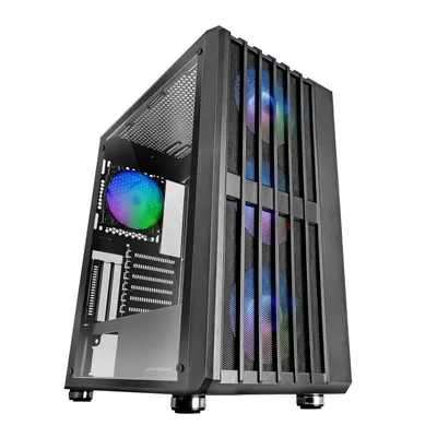 Mars Gaming MC-VAULT ATX-Gaming-Gehäuse, 4x 12cm ARGB-Lüfter, Mesh-Front, gehärtetes Glas, schwarz