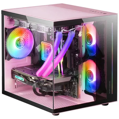 Mars Gaming MC-VIEW Mini Tower gehärtetes Glas USB 3.0 rosa