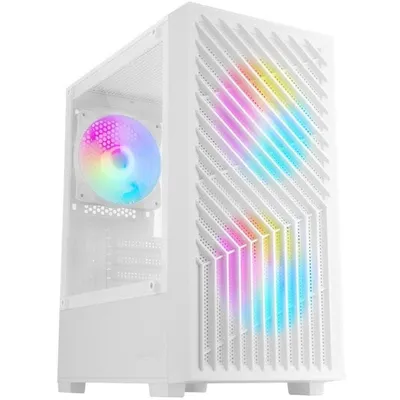 Mars Gaming MC-Vortex Micro ATX Gaming-Gehäuse, gehärtetes Glas, 3x FRGB-Lüfter, 12 cm, weiß