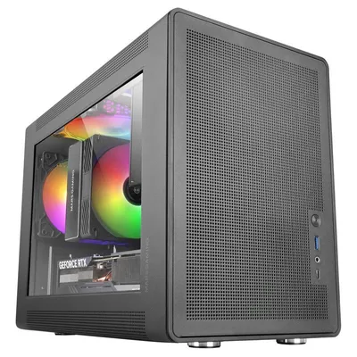 Mars Gaming Mc-xps Mini Tower Micro ATX, gehärtetes Glas, hinterer Frgb-Lüfter, 120 mm, USB-C, Schwarz
