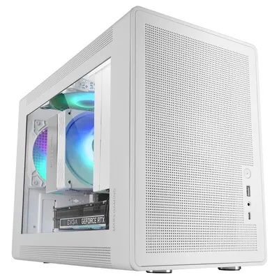 Mars Gaming Mc-xps Mini Tower Micro ATX, gehärtetes Glas, hinterer Frgb-Lüfter, 120 mm, USB-C, Weiß