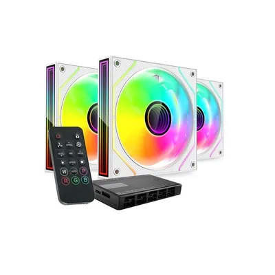 Mars Gaming Mf-3dprokit Kit 3x Pwm Fdb 120mm Argb Infinity Mirror Hub Lüfter Weiß