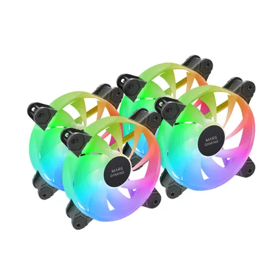 Mars Gaming MF-4A Kit 4x Lüfter 120mm ARGB Regenbogen Doppelanschluss 5V 3-Pin Schwarz