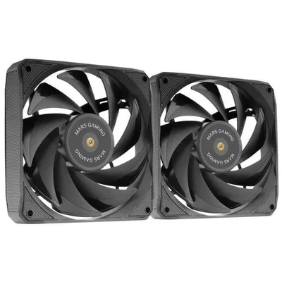 Mars Gaming MF-NCLX2 Kit 2 ultraleise FDB 120-mm-Lüfter Hybrid Blade Design PWM Schwarz