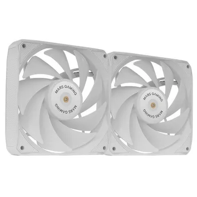 Mars Gaming MF-NCLX2 Kit 2 ultraleise FDB 120mm Lüfter Hybrid Blade Design PWM Weiß