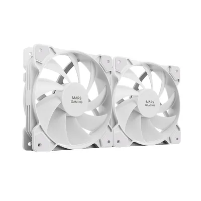 Mars Gaming MF-PWMX2 Kit 2 extrem leise 120-mm-Lüfter mit weißem Antivibrationssystem