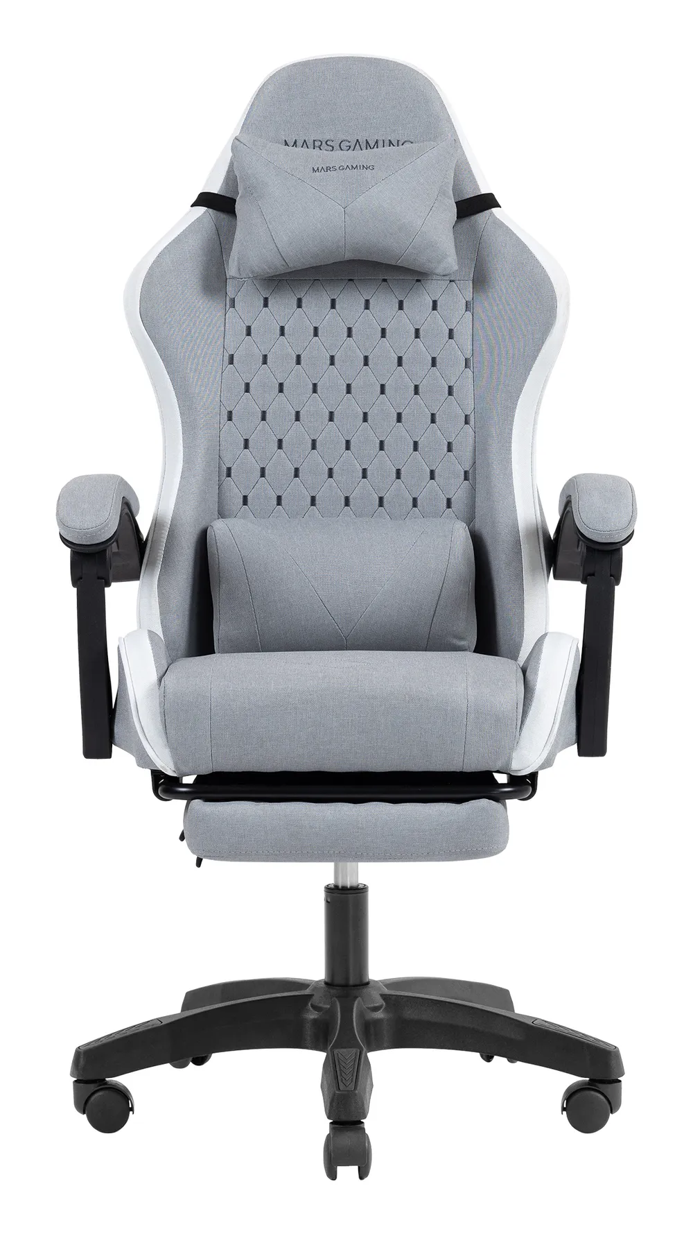 Mars Gaming Mgc-x Ergonomischer Gaming-Stuhl, atmungsaktives Gewebe, Nacken- und Lendenkissen, Weiß