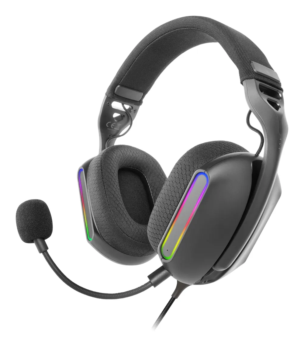 Mars Gaming MH-Pro RGB Flow Surround Sound Kopfhörer, 3D-Luftpolster, Mikrofon, Schwarz