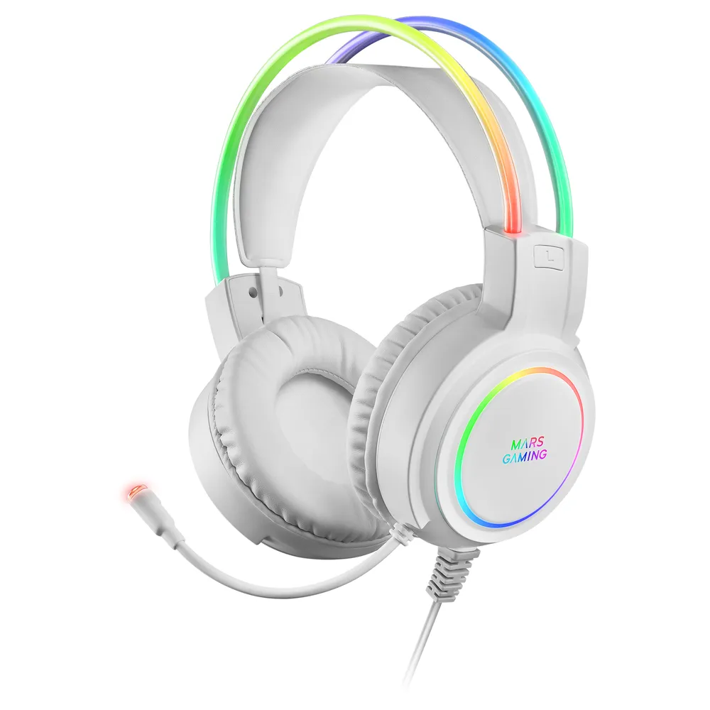 Mars Gaming MHRGBW Weiße RGB-Gaming-Kopfhörer