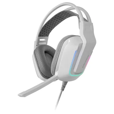Mars Gaming MH-STRIKE Ergonomische FRGB-Kopfhörer, Rainbow-Treiber, Neodym, 50-mm-Mikrofon, Weiß