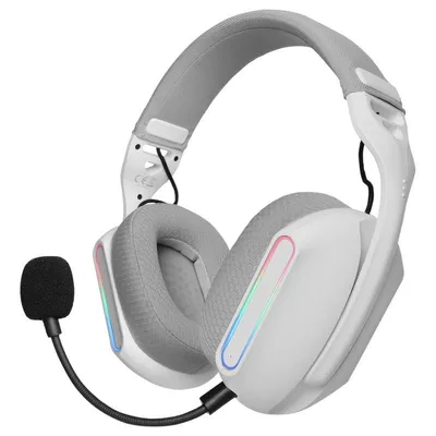 Mars Gaming MHW-PRO Kabellose Kopfhörer 7.1 ARGB Flow Bluetooth 5.3 Dual-Mikrofon weiß