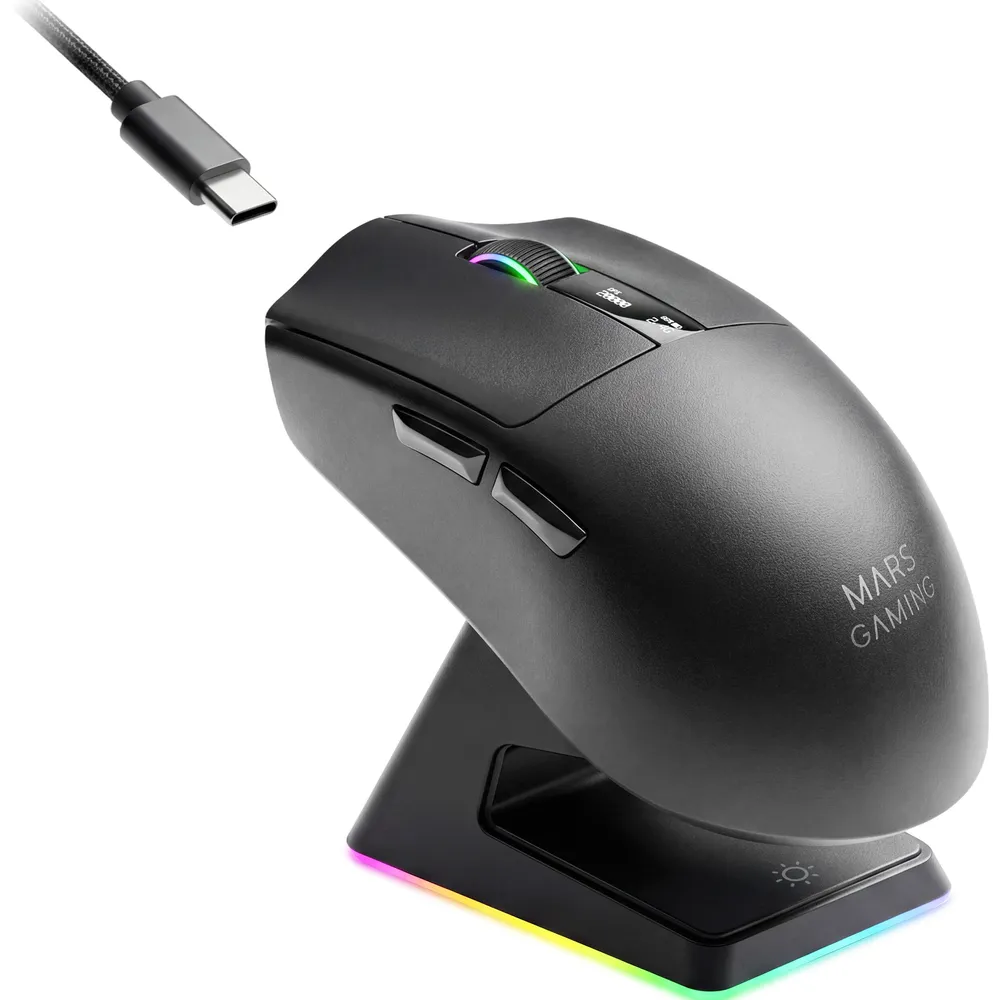 Maus Mars Gaming MMW-ELITE Kabellos 20000 DPI Tri-mode OLED RGB Schwarz