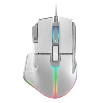 Mars Gaming MM-XT Ergonomische RGB-Gaming-Maus mit Daumenauflage 12800DPI Huano Switches Weiß