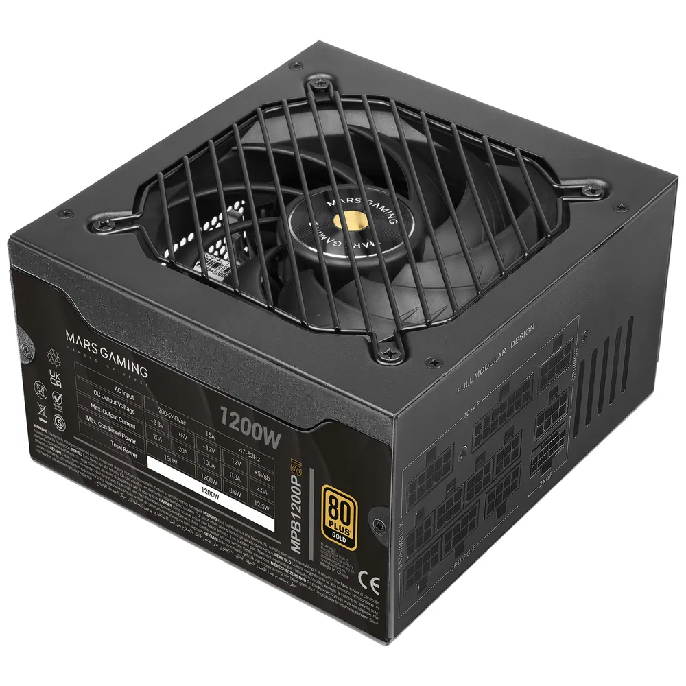 Mars Gaming MPB1200psi Netzteil 1200W 80 Plus Gold 10 Jahre Garantie Schwarz