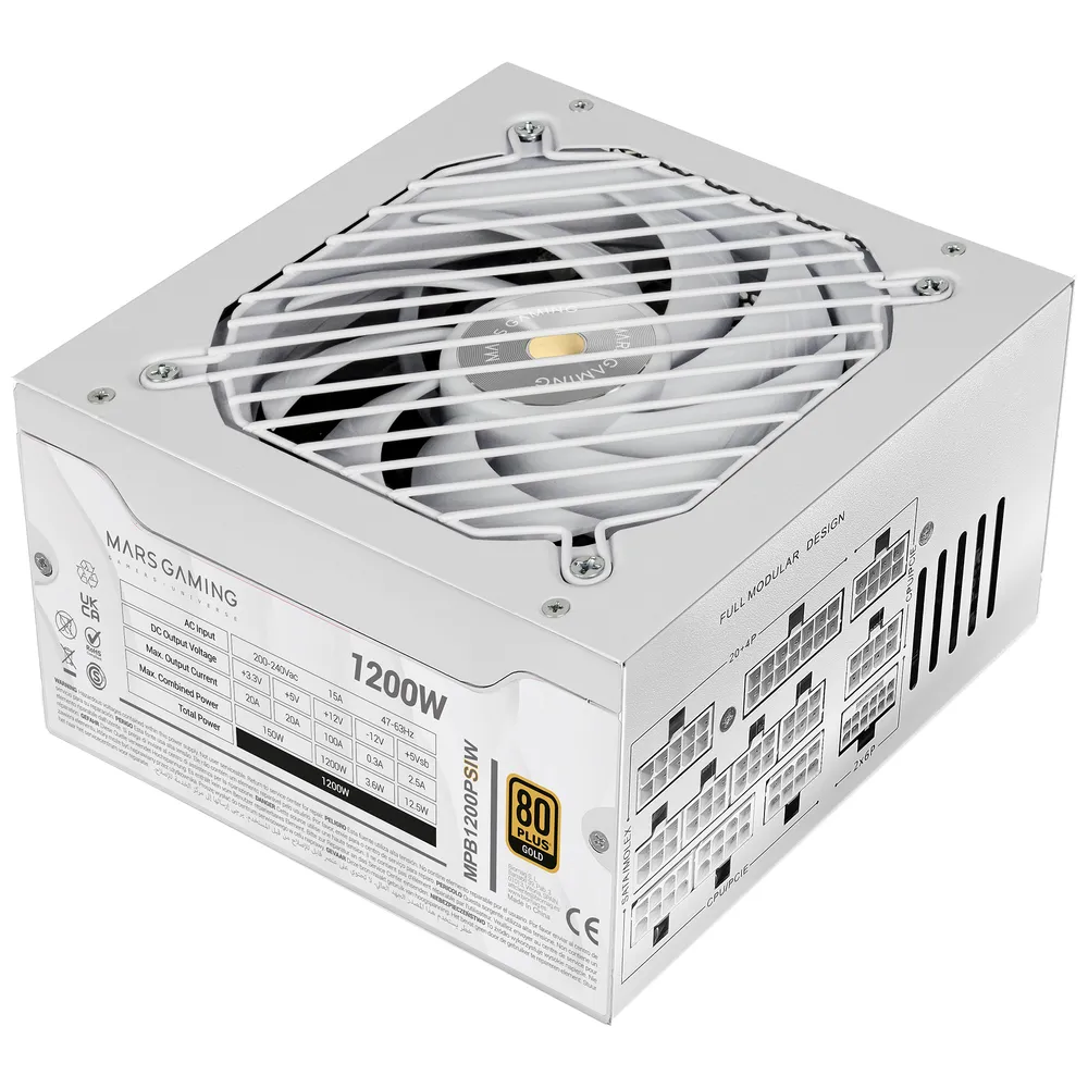 Mars Gaming MPB1200PSI Netzteil 1200 W 80 Plus Gold 10 Jahre Garantie Weiß