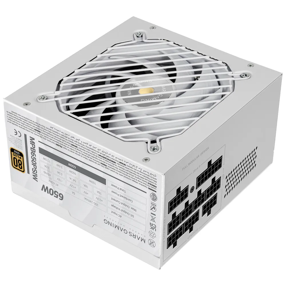 Netzteil Mars Gaming MPB650PSI 650W 80 Plus Gold Full Modular ATX 3.1 PCIe 5.1 Weiss