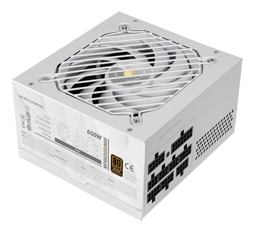 Fonte de Alimentação Mars Gaming MPB650SIM 650W 80 Plus Bronze Modular Extreme Silence weiß
