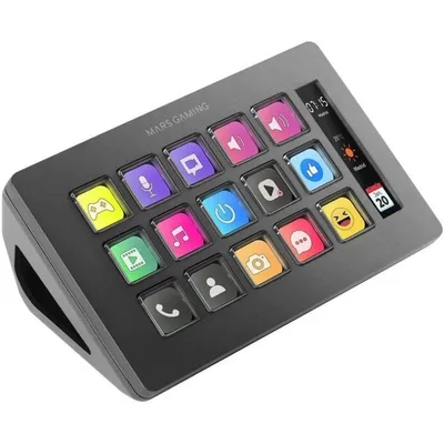 Mars Gaming MSD-ONE Control Deck Slim, 15 anpassbare Tasten, LCD-Bildschirm, Windows und MacOS, Schwarz