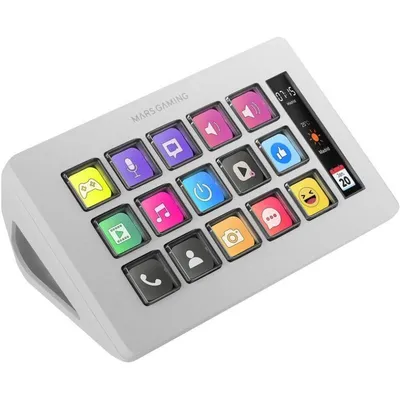 Mars Gaming MSD-ONE Control Deck Slim, 15 anpassbare Tasten, LCD-Bildschirm, Windows und MacOS, weiß