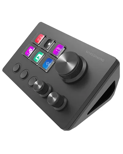 Mars Gaming MSD-TWO Kompaktes Steuerdeck, 6 anpassbare LCD-Tasten, 3 Räder, Windows, MacOS, Schwarz