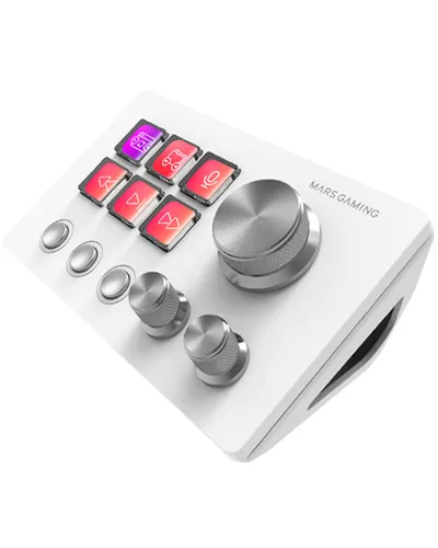 Mars Gaming MSD-TWO Kompaktes Steuerdeck, 6 anpassbare LCD-Tasten, 3 Räder, Windows, MacOS, Weiß