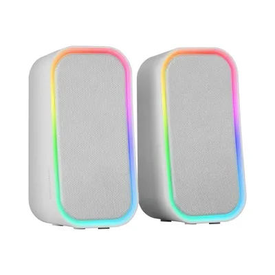 Mars Gaming MS-OM RGB-Gaming-Lautsprecher, 20 W, Bluetooth 5.3-Box, Lautstärkeregler, Weiß
