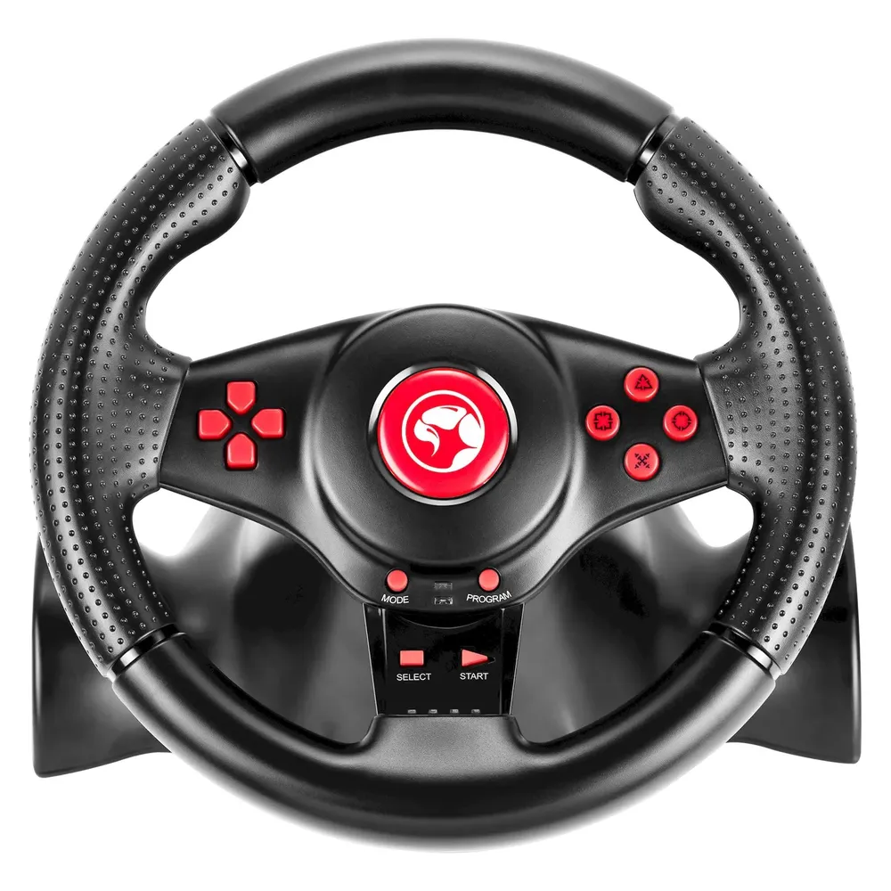 Marvo Lenkrad GT-903, Lenkrad mit Pedalen und Schalthebel, 16Tasten, USB, schwarz