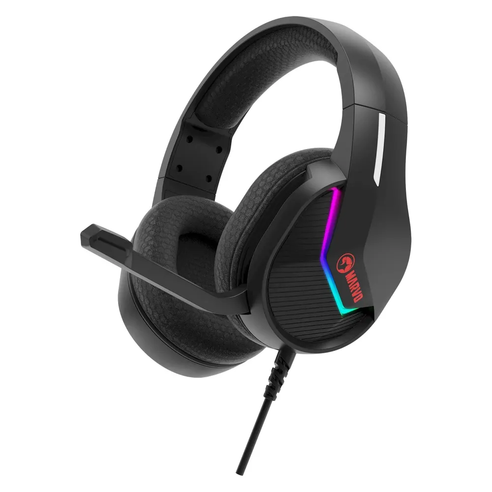Marvo TACTIC 40 Kophörer mit Mikrofon, wire, schwarz, 2.0, unterbeleuchtet, USB