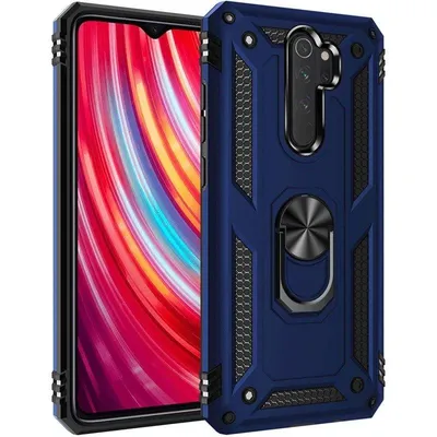 Handyhülle Max Power Digital Magnetisch Silikon Polycarbonat Blau 360° Ring für Redmi Note 8 Pro