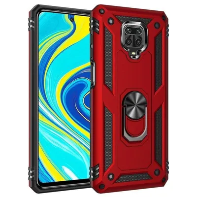 Handyhülle Max Power Digital Magnetisch Silikon Polycarbonat Rot 360° Ring für Redmi Note 9 Pro/9s