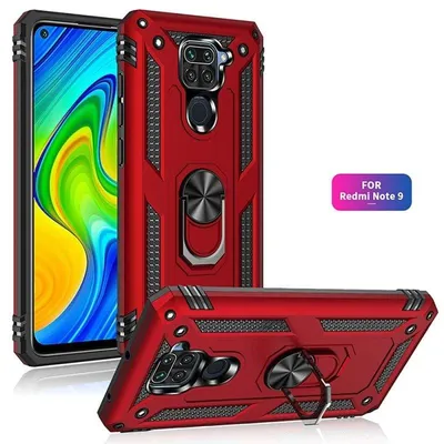 Max Power Digitaler Drehring-Handyhülle, rotes Silikon-Polycarbonat, rutschfest für Xiaomi Redmi Note 9