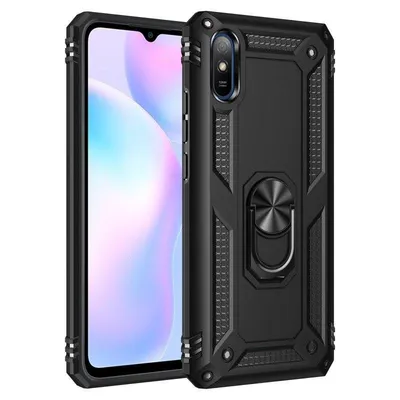 Handyhülle Max Power Digital Magnetisch Silikon Polycarbonat Schwarz mit Ring für Xiaomi Redmi 9A/9AT