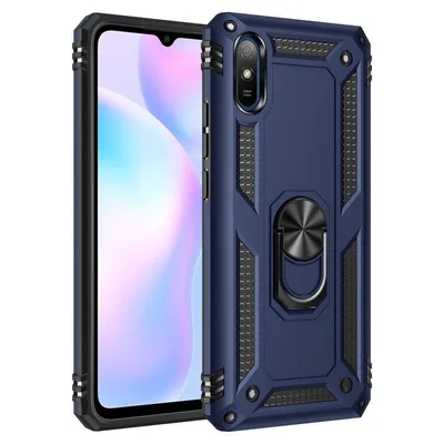 Handyhülle Max Power Digital Magnetisch Silikon Polycarbonat Blau 360° Ring für Xiaomi Redmi 9A/9AT